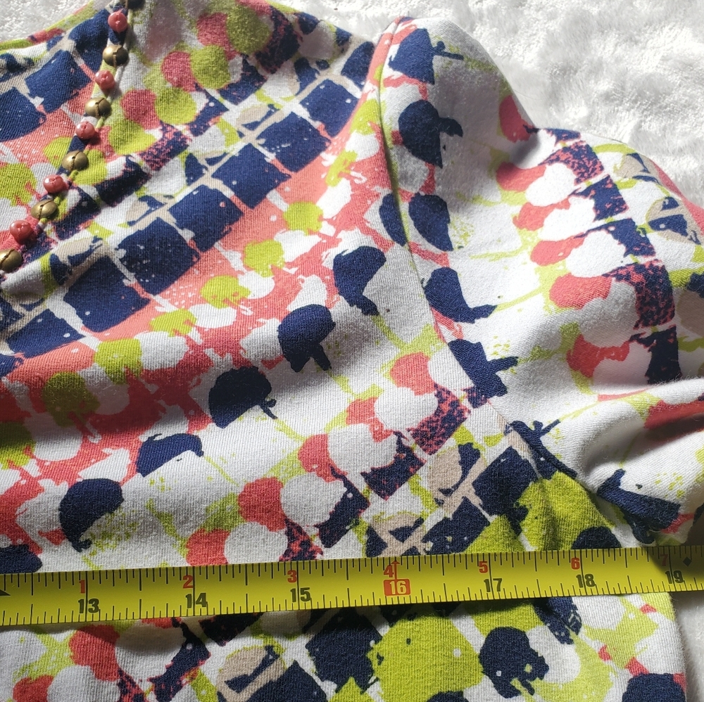 Ruby Rd. Multicolor Patterned Cotton Knit Top Wit… - image 3